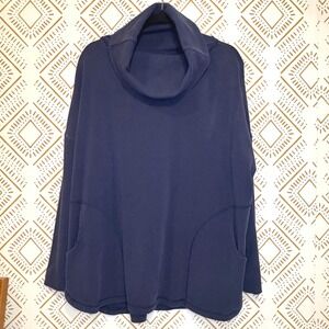 Maggie Organics Oversized Cowl Neck Sweatshirt OS Pockets Lagenlook Lounge Basic